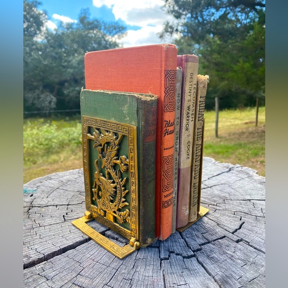 Vintage Dragon Design Brass Chinoiserie Bookends - Picture 1 of 5